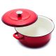 Merten & Storck European Crafted Enameled Iron, Round 7QT Dutch Oven Casserole with Lid, Lava Red