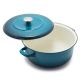 Merten & Storck German Enameled Iron, Round 7QT Dutch Oven Pot with Lid, Aegean Teal 