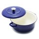 Merten & Storck European Crafted Enameled Iron, Round 7QT Dutch Oven Casserole with Lid, Cobalt Blue